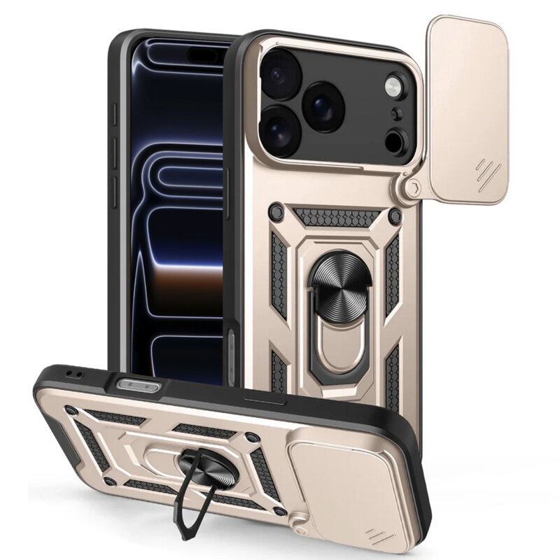 Husa iPhone 17 Pro protectie camera Techsuit CamShield Series, auriu