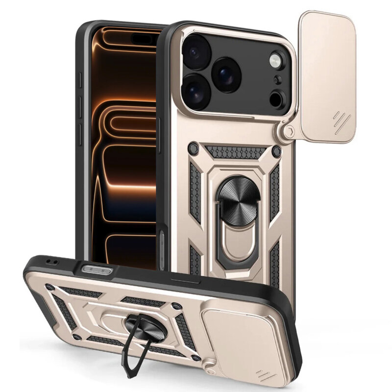 Husa iPhone 17 Pro Max protectie camera Techsuit CamShield Series, auriu