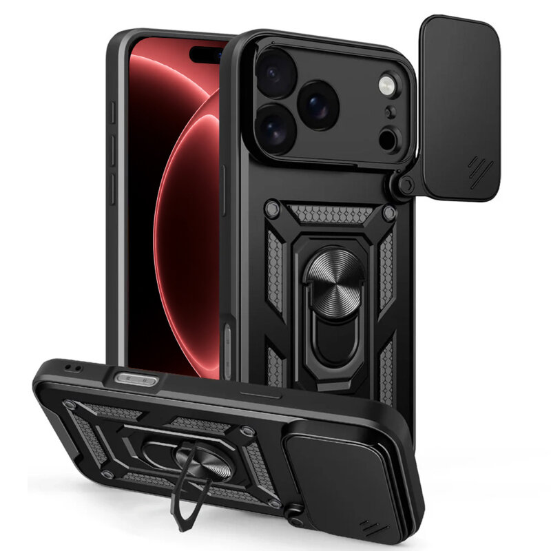 Husa iPhone 18 Pro Max protectie camera Techsuit CamShield Series, negru