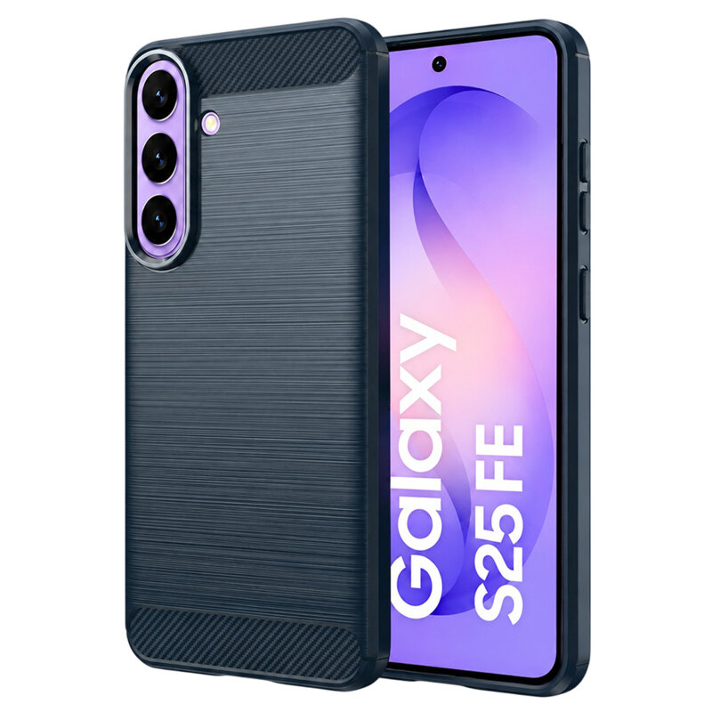 Husa Samsung Galaxy S25 FE Techsuit Carbon Silicone, albastru