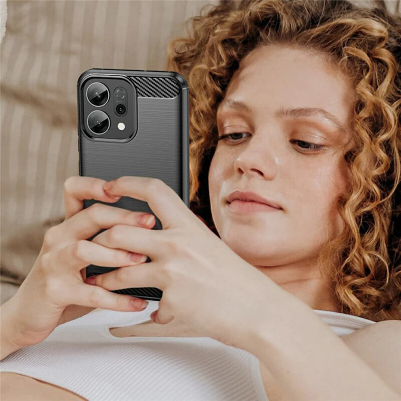 Husa Oppo Reno16 F Techsuit Carbon Silicone, albastru
