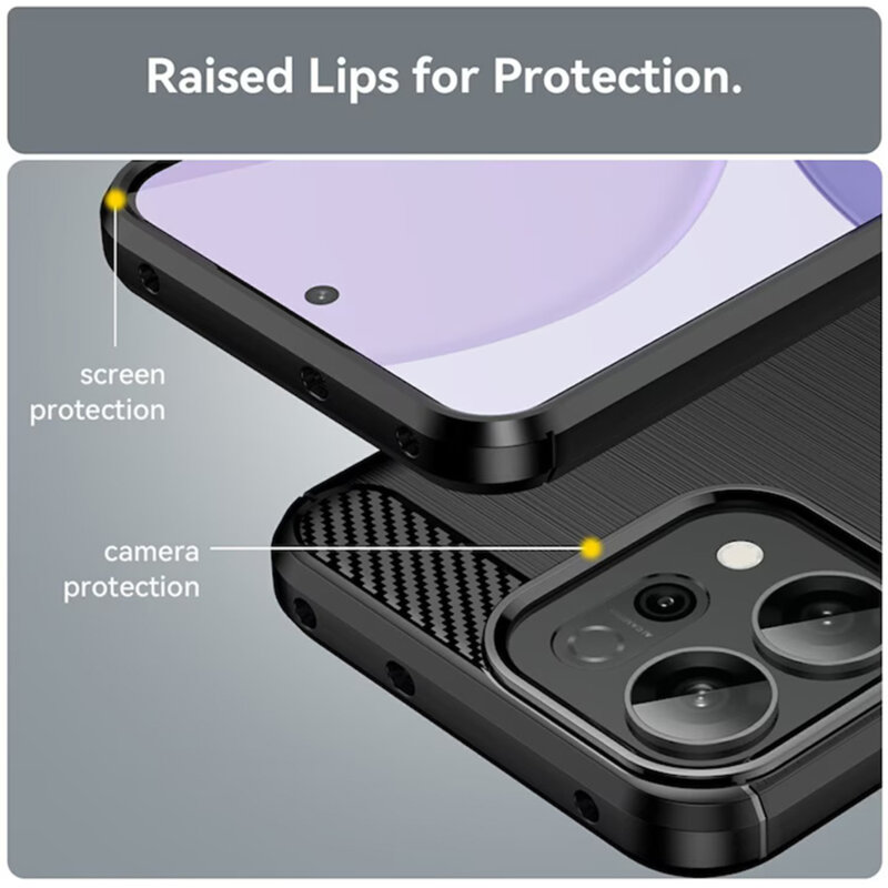Husa Oppo Reno16 Techsuit Carbon Silicone, albastru
