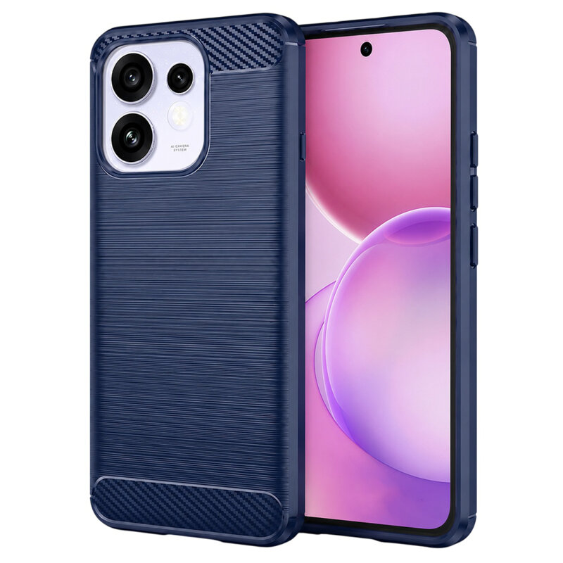 Husa Oppo Reno16 Pro Techsuit Carbon Silicone, albastru