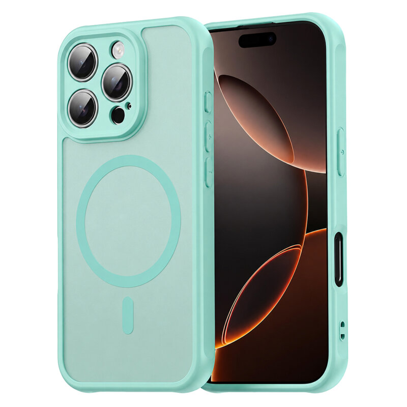 Husa iPhone 16 Pro Techsuit HaloFrost II MagSafe, verde menta
