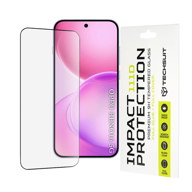 Folie sticla Oppo Reno16 Techsuit 111D Full Glue Full Cover, negru
