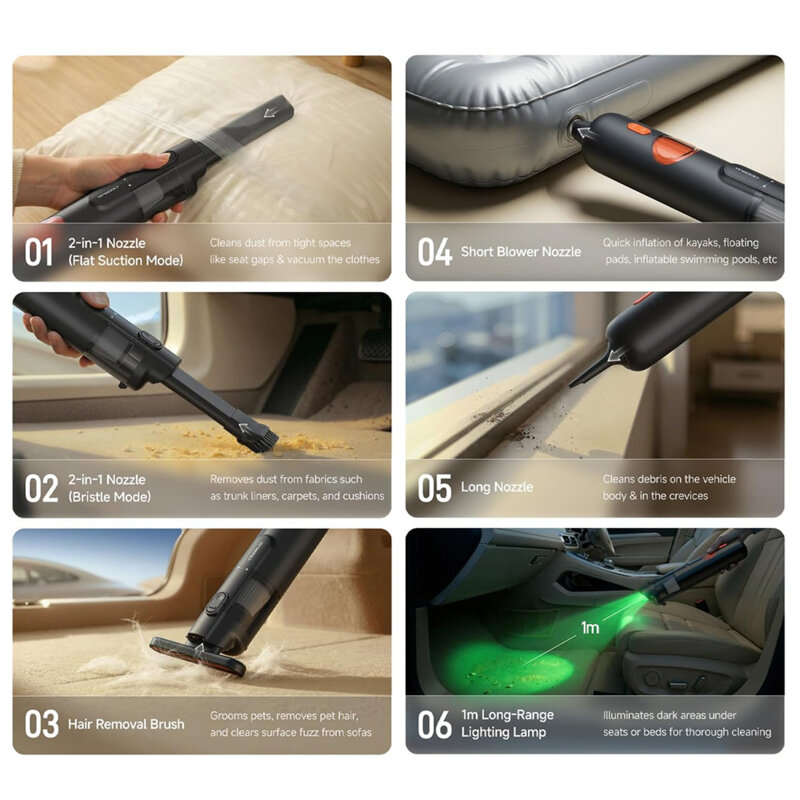 Aspirator de masina 6in1 cu 7500Pa, 1800mAh, 75W Deerma XC01