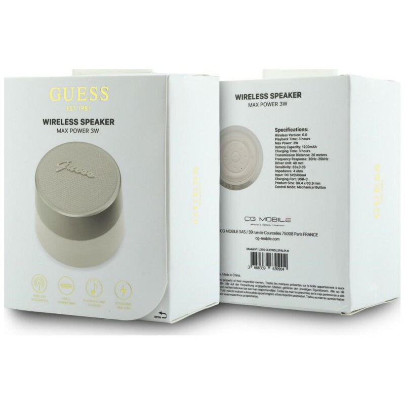 Boxa portabila Guess Bluetooth V5.4, TWS, 5W, negru, GUWSL3PALPLD