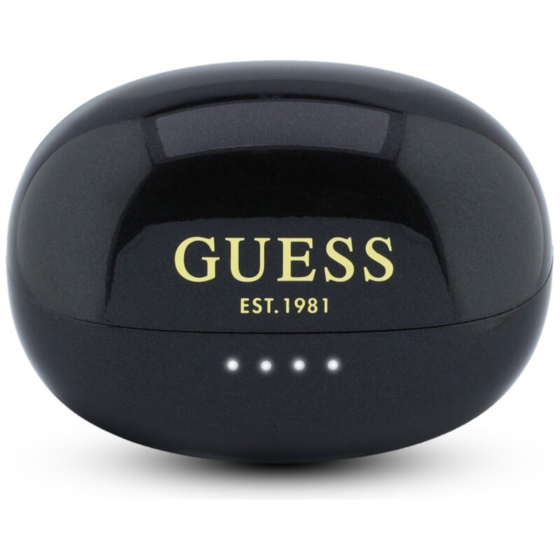 Casti wireless Bleuetooth 5.4, 300mAh Guess Metalic Finish, negru