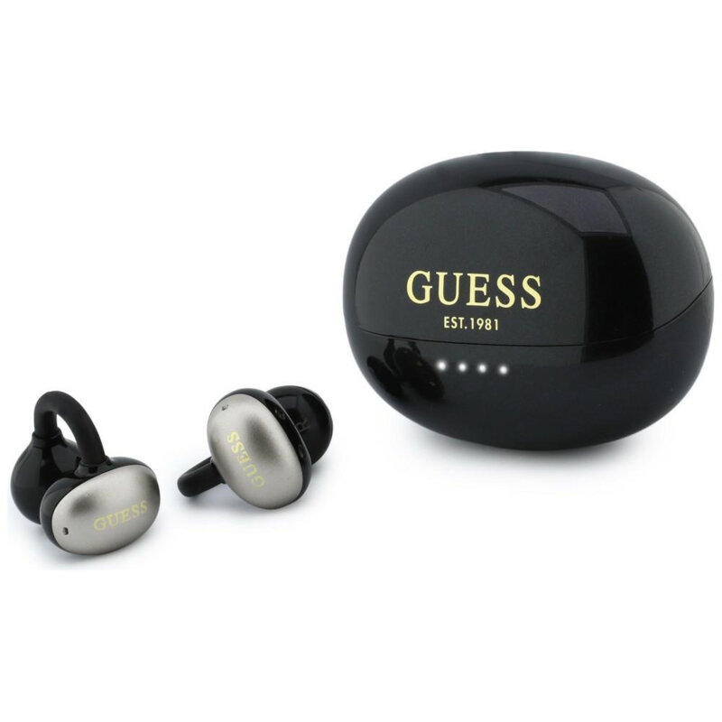 Casti wireless Bleuetooth 5.4, 300mAh Guess Metalic Finish, negru