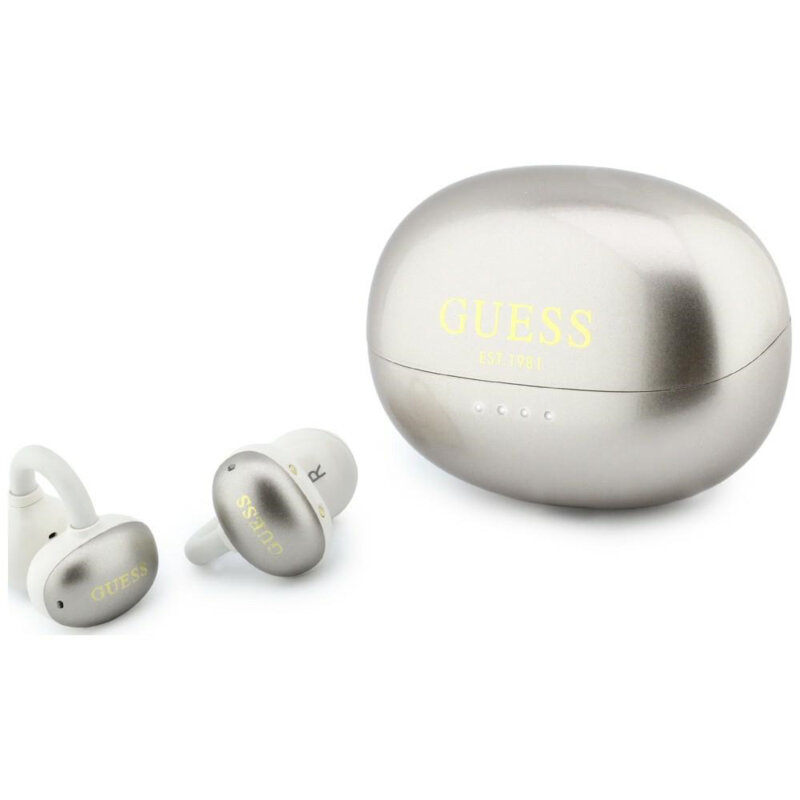 Casti wireless Bleuetooth 5.4, 300mAh Guess Metalic Finish, auriu