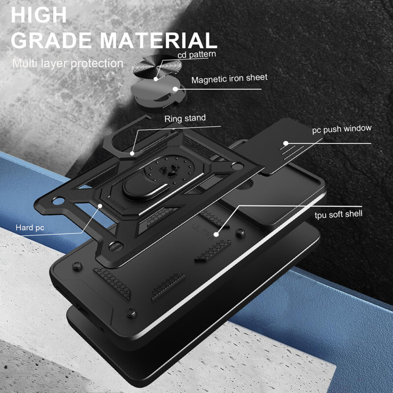 Husa Samsung Galaxy S26 FE protectie camera Techsuit CamShield Series, albastru
