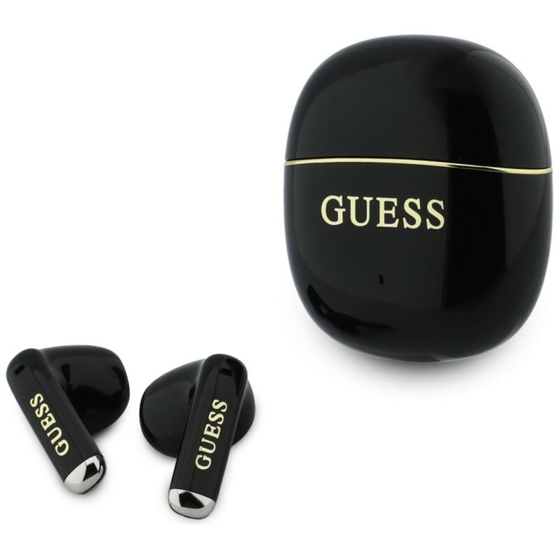 Casti Bluetooth Guess Glossy Gold Line Classic, negru, GUTWSG3HGECK