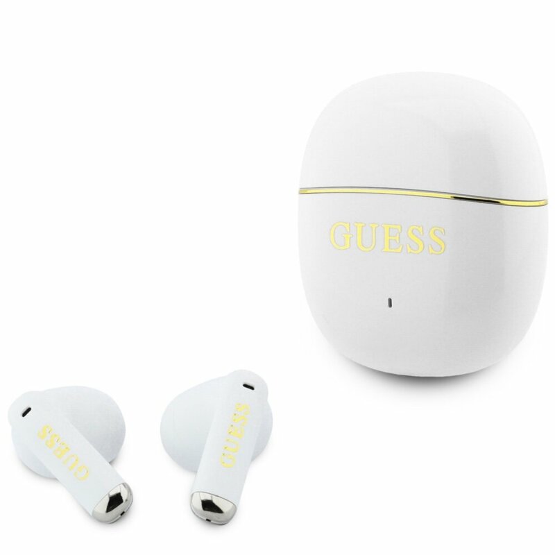 Casti Bluetooth Guess Glossy Gold Line Classic, alb, GUTWSG3HGECH