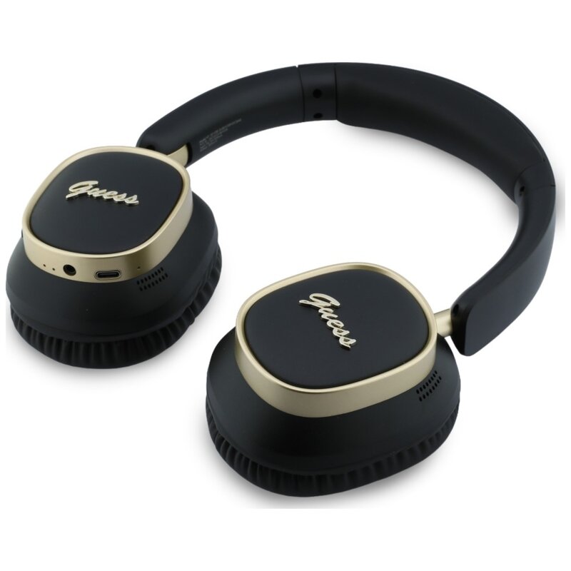 Casti Bluetooth Guess Rectangle Metal Script, negru, GUBHV28HGCSMK