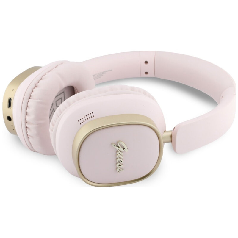Casti Bluetooth Guess Rectangle Metal Script, roz, GUBHV28HGCSMP