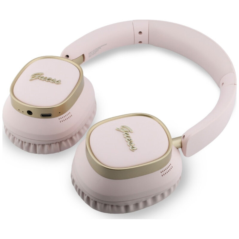 Casti Bluetooth Guess Rectangle Metal Script, roz, GUBHV28HGCSMP