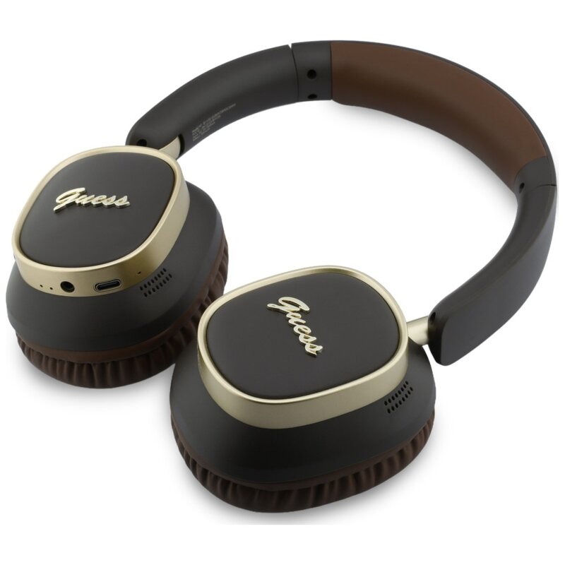 Casti Bluetooth Guess Rectangle Metal Script, maro, GUBHV28HGCSMW