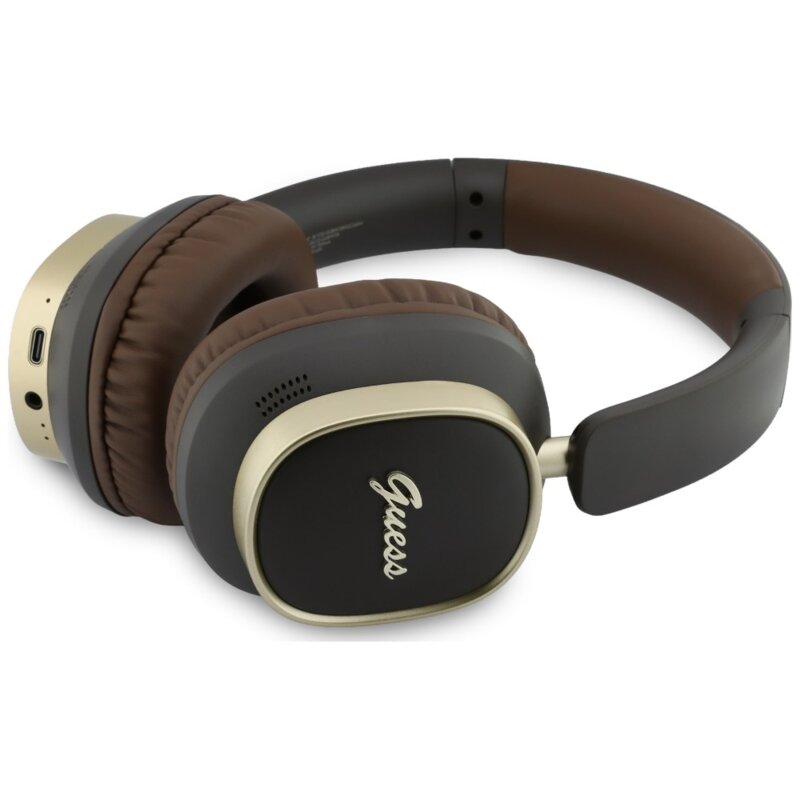 Casti Bluetooth Guess Rectangle Metal Script, maro, GUBHV28HGCSMW
