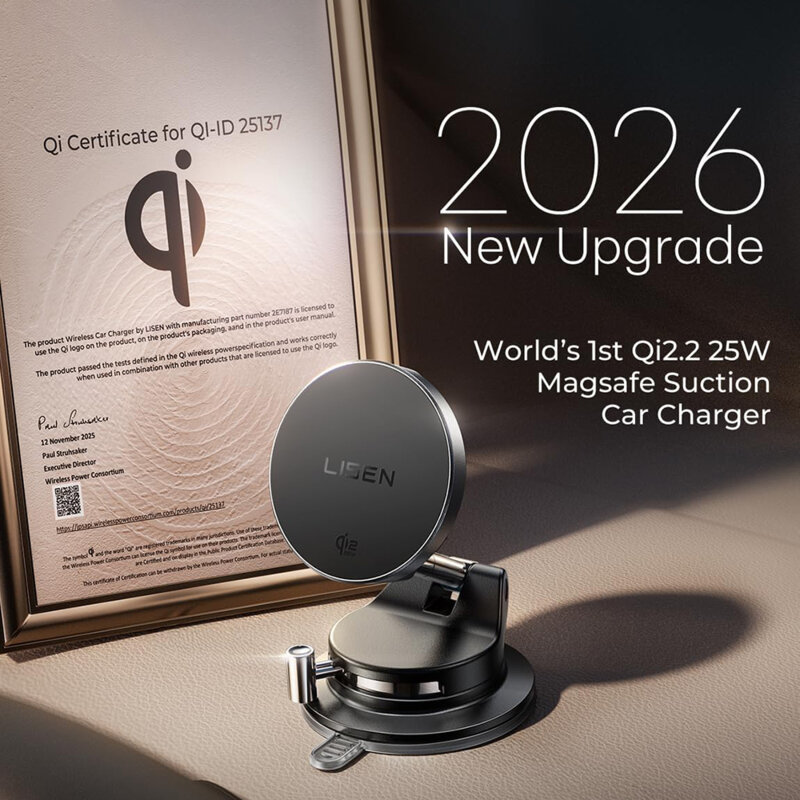 Suport auto cu incarcare wireless Qi2.2 25W Lisen, YL0225090001
