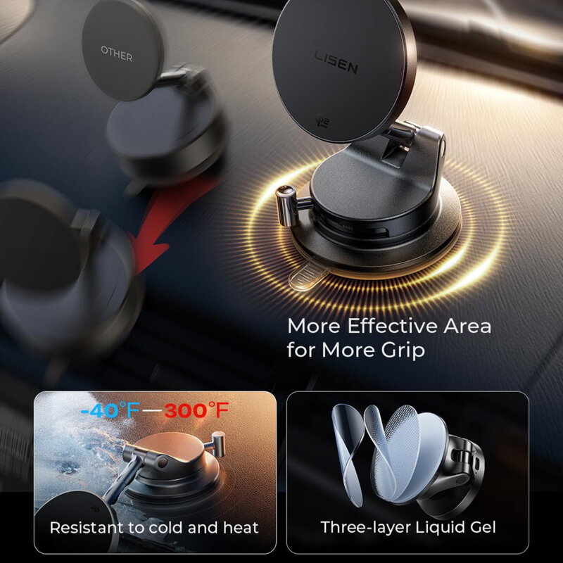 Suport auto cu incarcare wireless Qi2.2 25W Lisen, YL0225090001