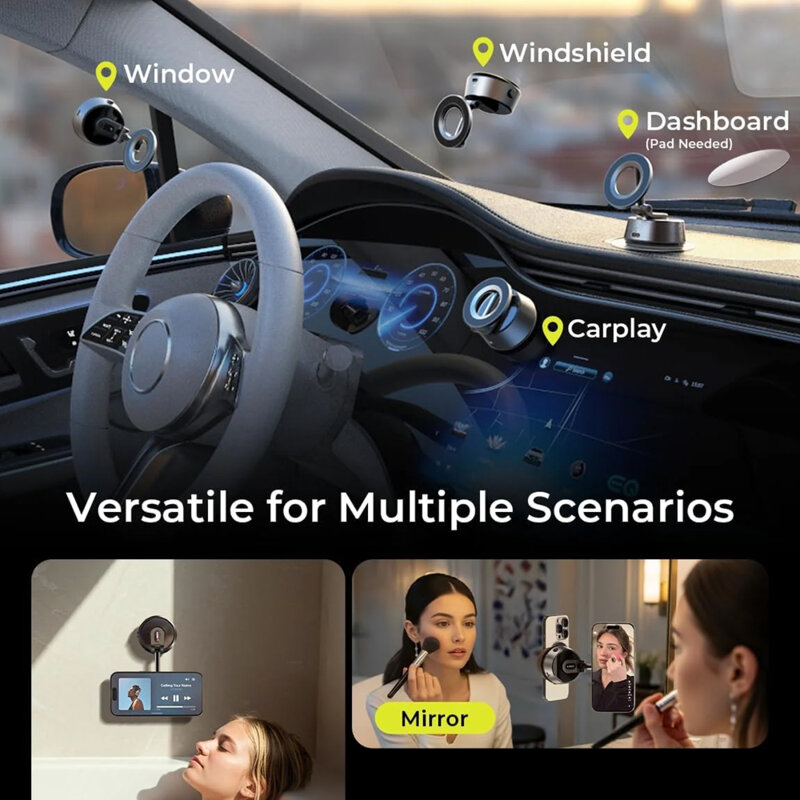 Suport telefon auto magnetic, electric Lisen, 130mAh, gri, A690
