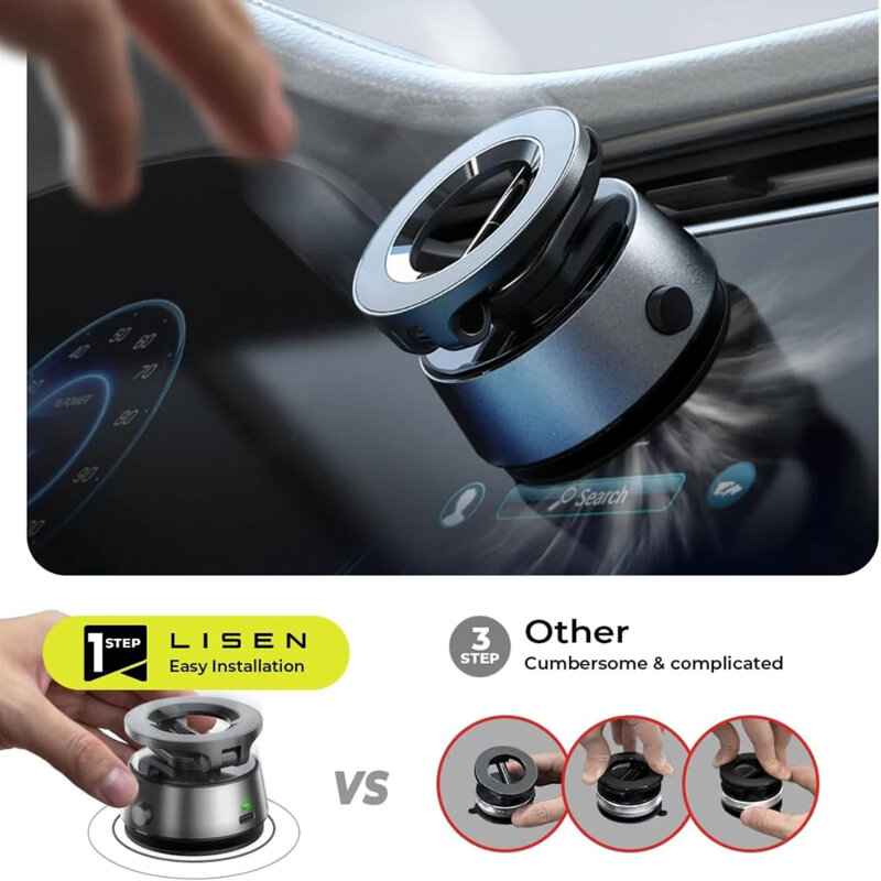 Suport telefon auto magnetic, electric Lisen, 130mAh, gri, A690