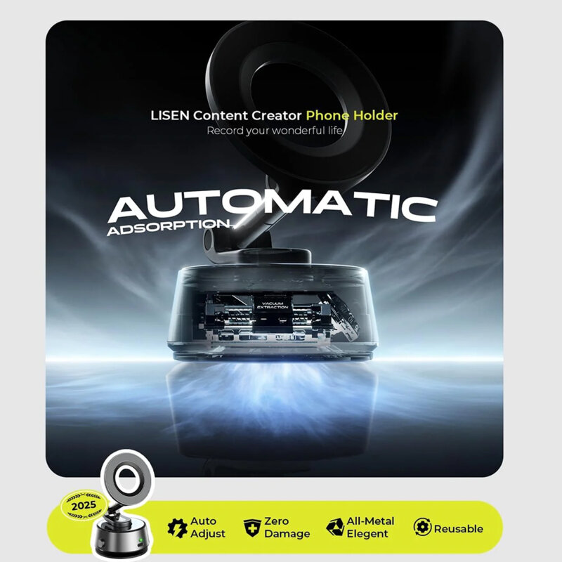 Suport telefon auto magnetic, electric Lisen, 130mAh, gri, A690