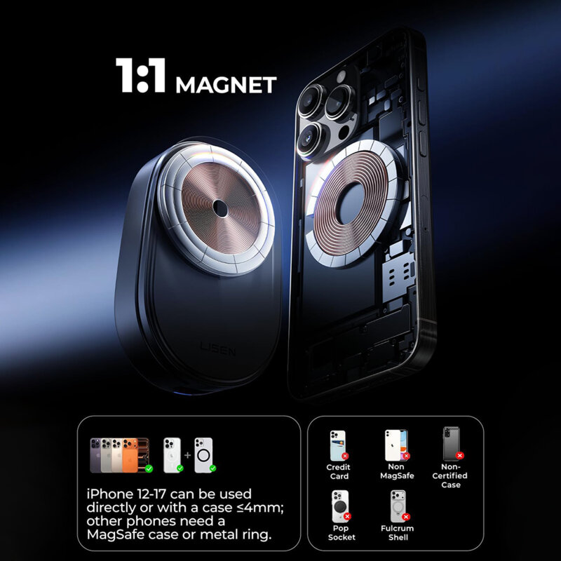 Statie de incarcare wireless 3in1 Qi2.2, 25W Lisen W121, negru