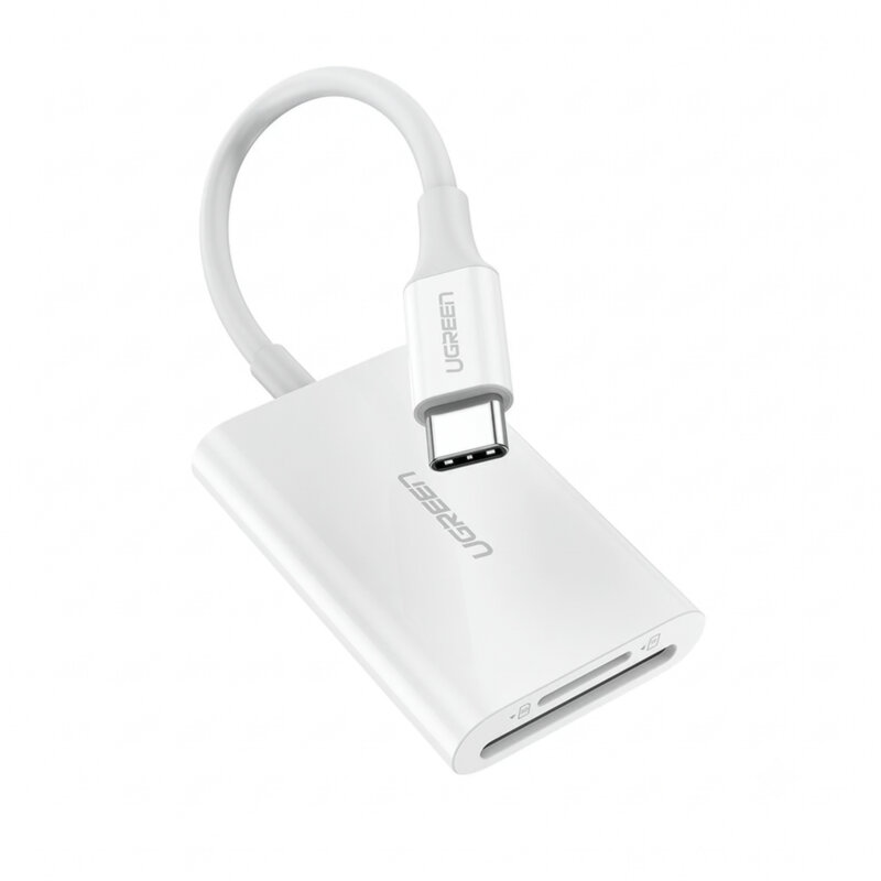 Adaptor USB-C, card reader TF/SD Ugreen, 170MB/s, alb, 35506