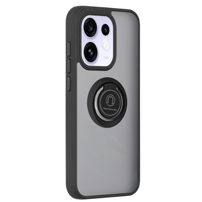 Husa Oppo Reno16 Techsuit Glinth cu inel suport stand magnetic, negru