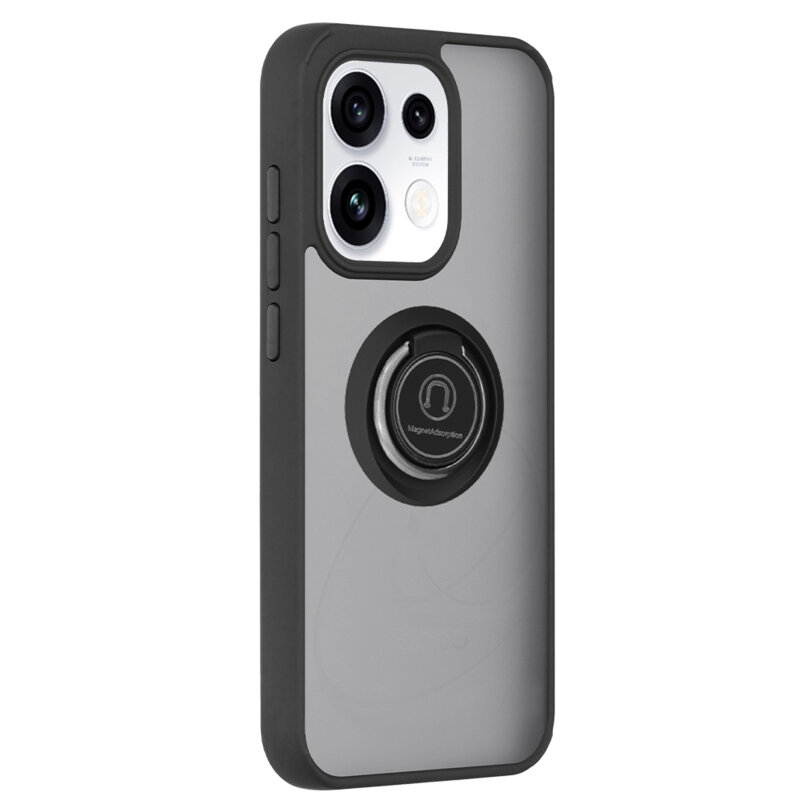 Husa Oppo Reno16 Pro Techsuit Glinth cu inel suport stand magnetic, negru