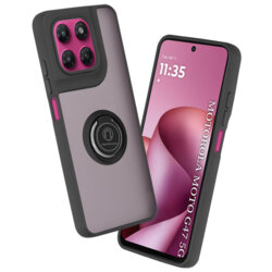 Husa Motorola Moto G47 Techsuit Glinth cu inel suport stand magnetic, negru
