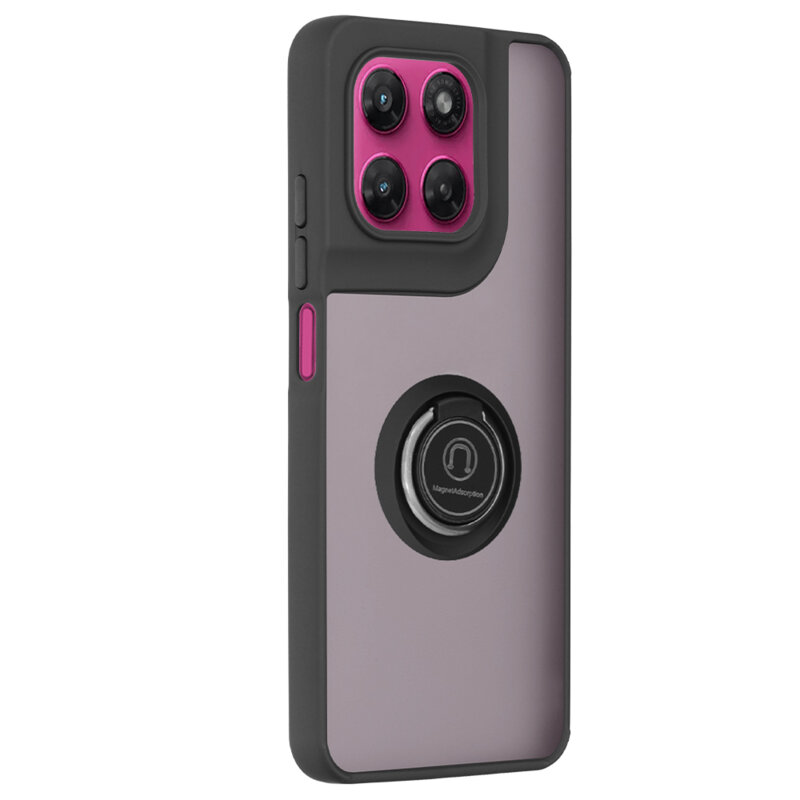 Husa Motorola Moto G47 Techsuit Glinth cu inel suport stand magnetic, negru