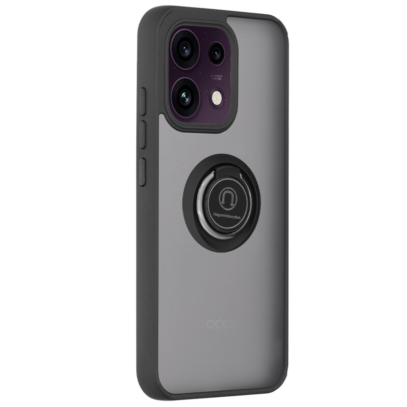 Husa Oppo Reno16 FS Techsuit Glinth cu inel suport stand magnetic, negru