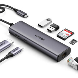 Hub Type-C la Type-C, 2x USB, HDMI, RJ45, SD/TF Ugreen, 90568