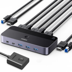 Switch HDMI 4K cu suport 3D, USB, USB-C Ugreen, negru, 15707
