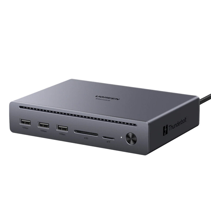 Docking station Type-C, RJ45, DP, SD/TF Ugreen 75795F, 8K, 120Gbps, gri