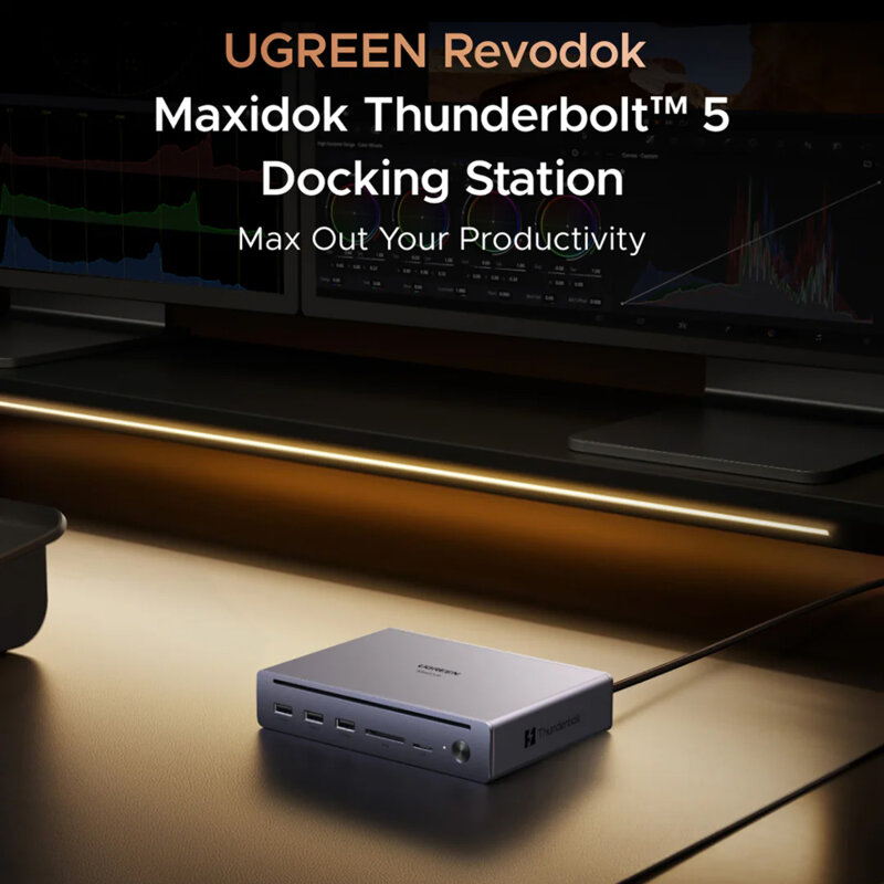 Docking station Type-C, RJ45, DP, SD/TF Ugreen 75795F, 8K, 120Gbps, gri