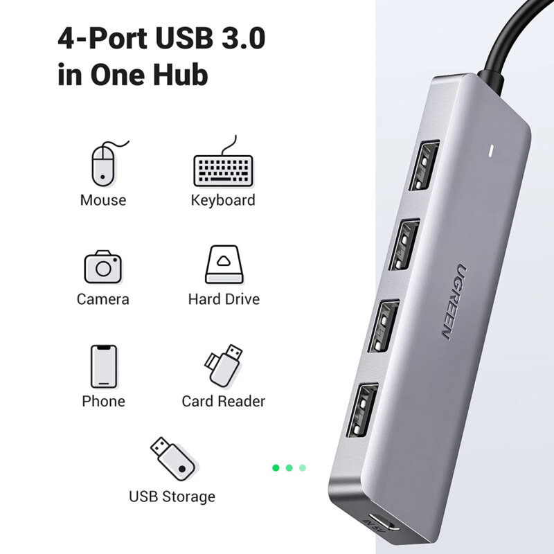 HUB 5in1 USB, USB-C Ugreen, Plug & Play, 5Gbps, 0.15m, 50985