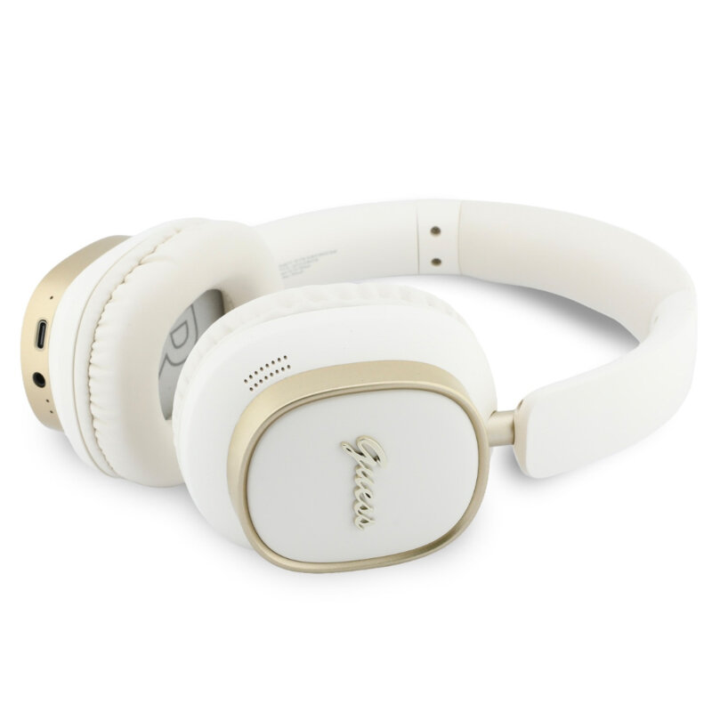 Casti Bluetooth Guess Rectangle Metal Script, alb, GUBHV28HGCSME