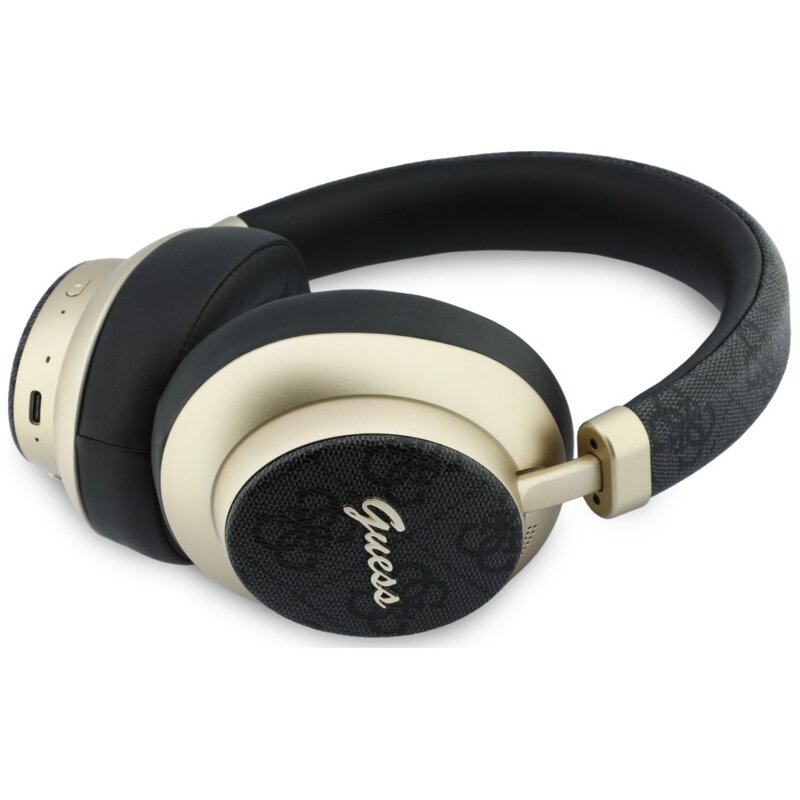 Casti Bluetooth Guess 4G Gold Script Metal, negru, GUBHP83P4CSCMK