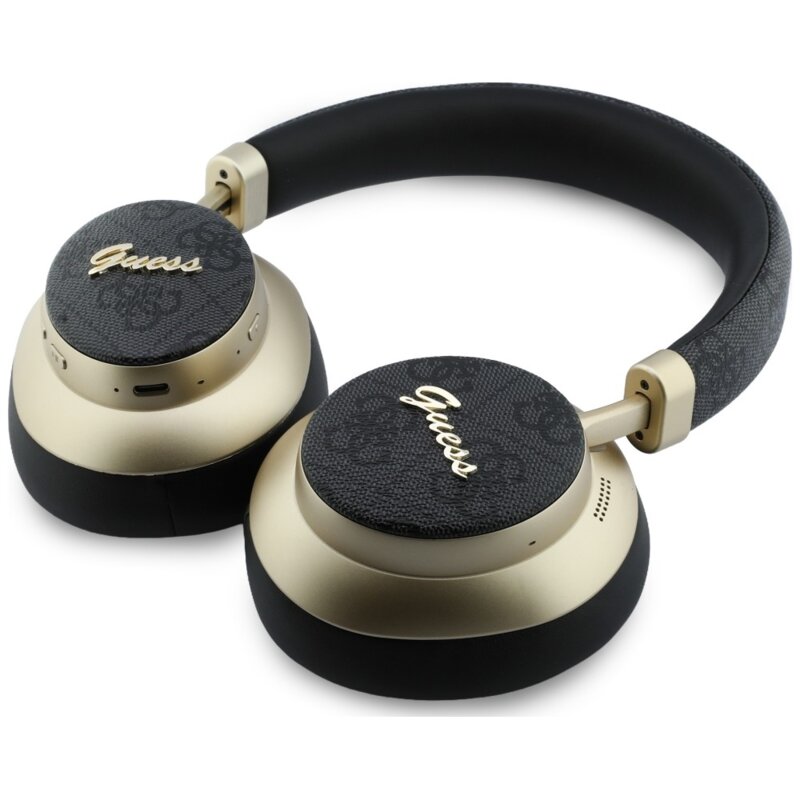 Casti Bluetooth Guess 4G Gold Script Metal, negru, GUBHP83P4CSCMK