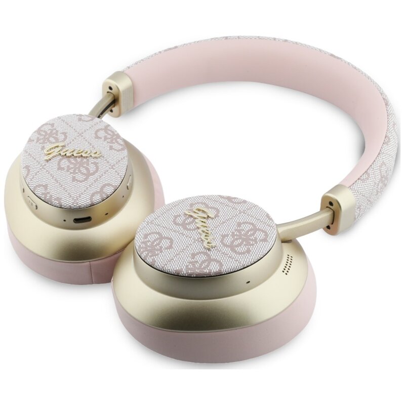 Casti Bluetooth Guess 4G Gold Script Metal, roz, GUBHP83P4CSCMP