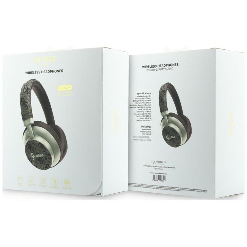 Casti Bluetooth Guess 4G Gold Script Metal, maro, GUBHP83P4CSCMW