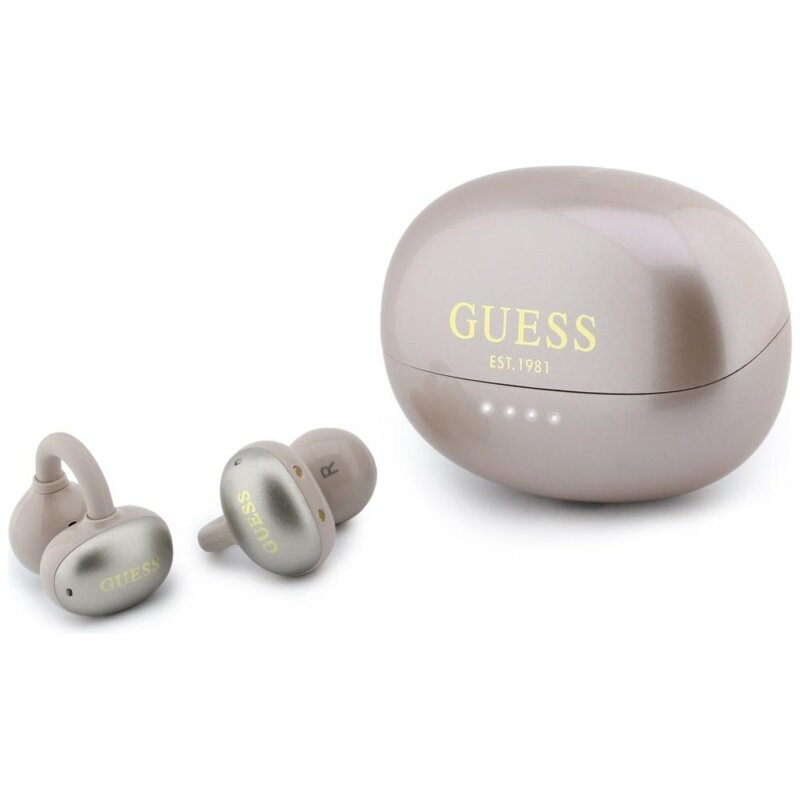 Casti wireless Bleuetooth 5.4, 300mAh Guess Metalic Finish, roz