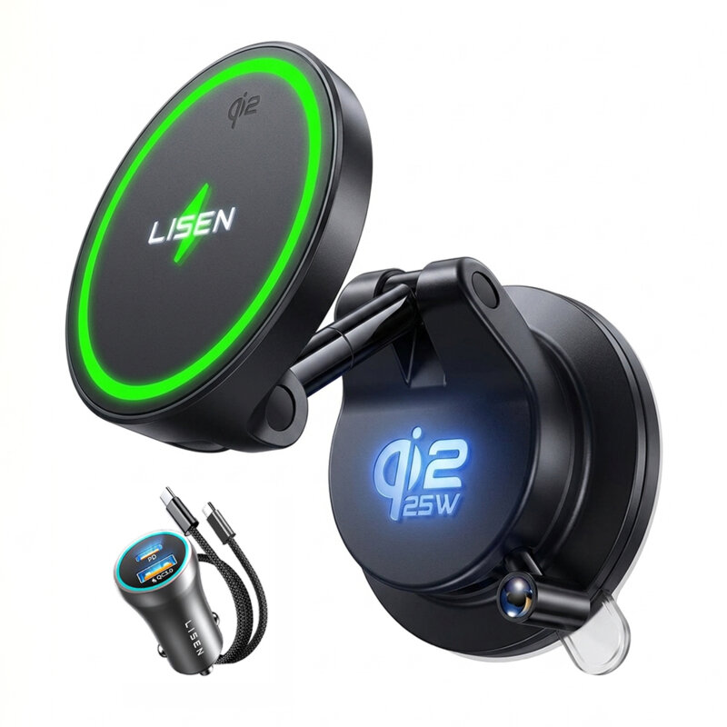 Suport auto cu incarcare wireless Qi2.2 25W Lisen, YL0225090001