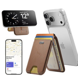 Portofel din piele eco, suport MagSafe cu RFID tech ESR Geo, maro