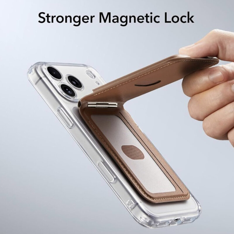 Portofel din piele eco, suport MagSafe cu RFID tech ESR Geo, maro