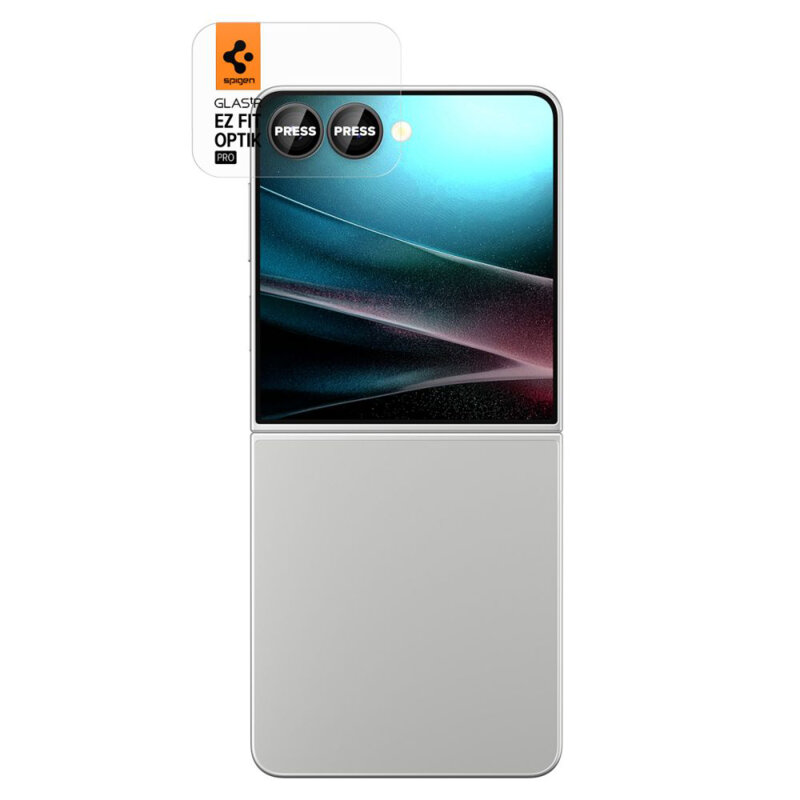 [Pachet 2x] Folie sticla camera Samsung Galaxy Z Flip8 Spigen  Glas.tR Optik EZ Fit Pro HD, negru