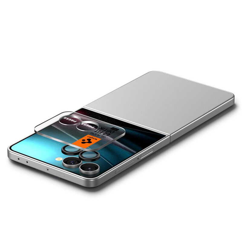 [Pachet 2x] Folie sticla camera Samsung Galaxy Z Flip8 Spigen  Glas.tR Optik EZ Fit Pro HD, negru